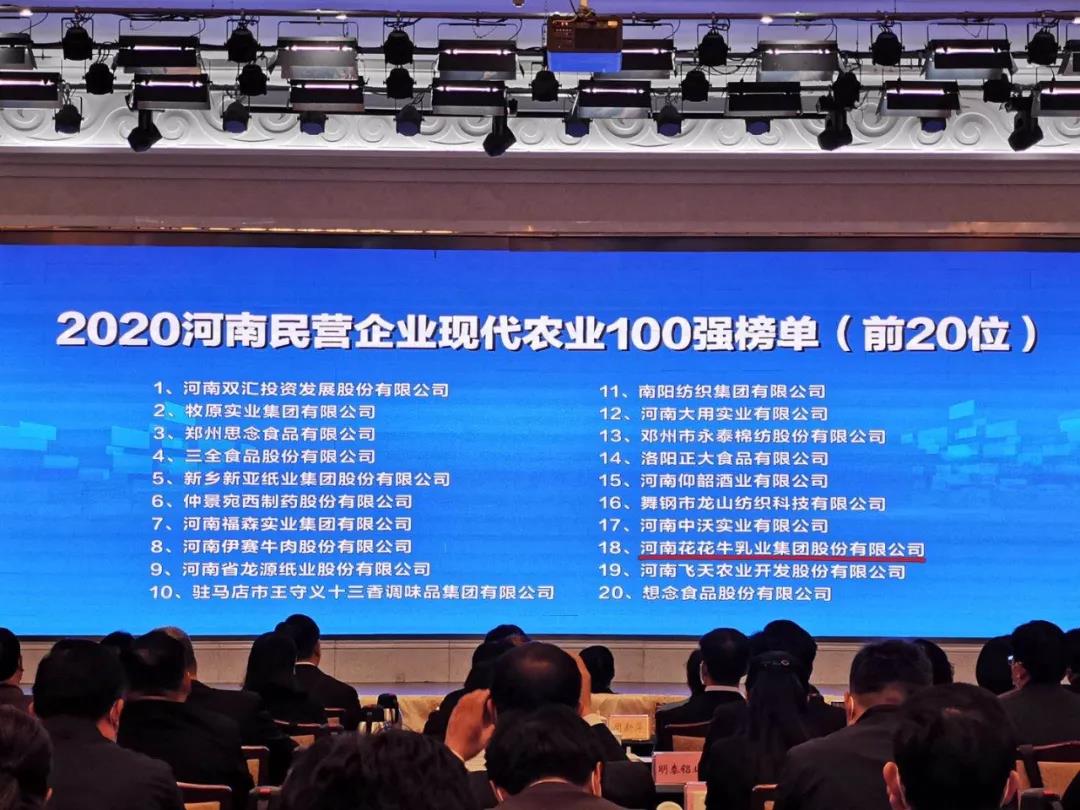 快訊 | 2020河南民營企業(yè)100強(qiáng)發(fā)布 花花牛榮獲“河南民營企業(yè)現(xiàn)代農(nóng)業(yè)100強(qiáng)”、“河南民營企業(yè)社會責(zé)任100強(qiáng)”雙榮譽(yù)